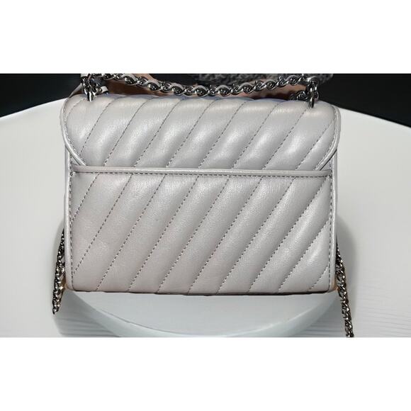 Michael Kors Gray Leather Quilted Crossbody Bag with Chain Strap - Picture 13 of 13